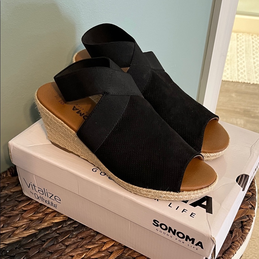 Sonoma Black Espadrille Wedges